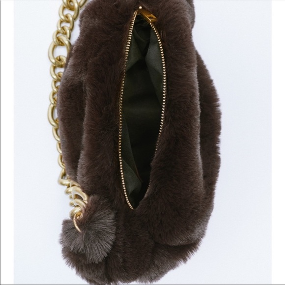 Zara faux fur chain strap shoulder bag - Picture 5 of 6